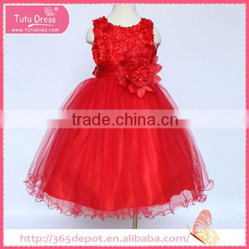 New Style vermilion two layers cotton and voile dress tulle skirt children frocks designs                        
                                                                                Supplier's Choice