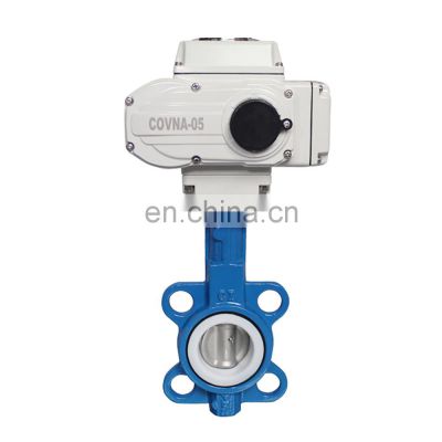 COVNA DN100 PN16 4 inch 12 Volt PTFE Lined Wafer Type Electric Actuator Butterfly Valve Cast Iron Motorized Electric Butterfly Valve