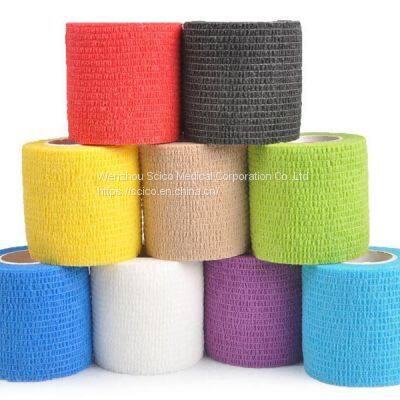 5cmX4.5m Amazon top seller medical first aid nonwoven cohesive elastic bandage with natural rubber