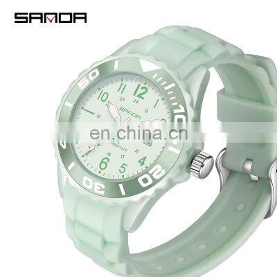 Sanda 1053 Designer Women Quartz Wrist Watch Resin Strap Luminous Waterproof Fashion Analog Watches Ladies