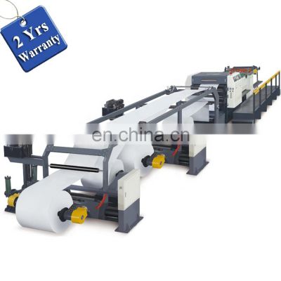 UCM1400A Automatic kraft jumbo printed paper roll to sheet cutting machine guillotine reel cross cutter