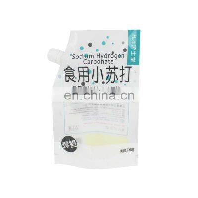 Factory customized made soda powder glucose ground coffee white granulated sugar spout pouch with window