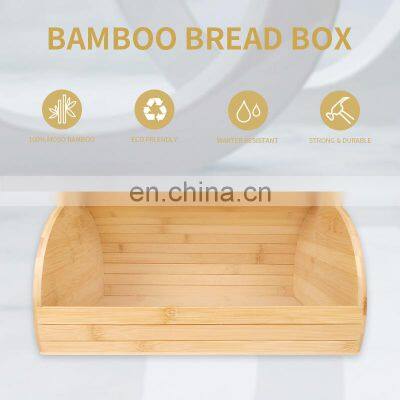 Bamboo Bread Box Wooden Kitchen Storage Bin Bread Container With Transparent Window photo-2