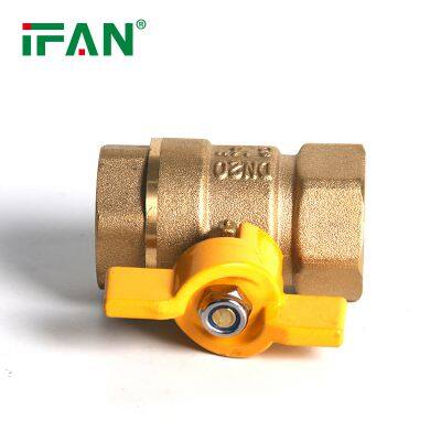 IFAN PN25 Butterfly Handle Yellow Brass Ball Valve Natural Gas Brass Valves photo-3