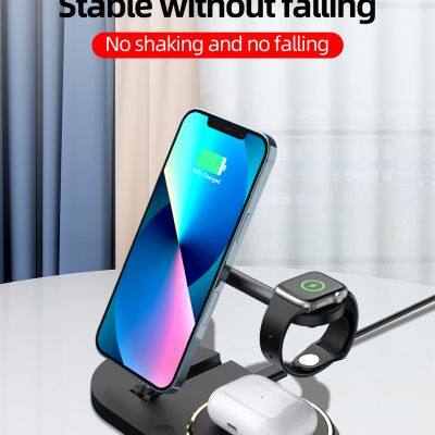 15W 5-in-1 Foldable Wireless Charging Station Ring Light With Base Wireless Charging Phone Holder
