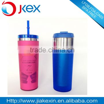 Eco friendly double wall stainless steel tumbler with straw