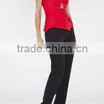 2015 China Manufacturer Customized Fashion Ladies Red Sleeveless Peplum Tops photo-2