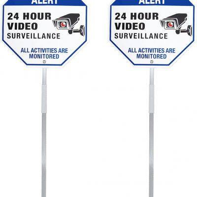 Security Alert Surveillance Sign Rustproof Aluminum Yard Sign with Stake
