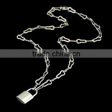 Fashion Europe Luxury Long 316L Stainless Steel Lock Necklaces photo-2