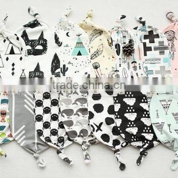 Breathable Kids Hat Boutique Cotton Cartoon Tied Angle Newborn Baby Cap For 0-2 Years In Stock photo-2