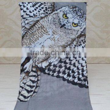 New Cotton Owl Printed Fashion Woman Square Scarf                        
                                                Quality Choice