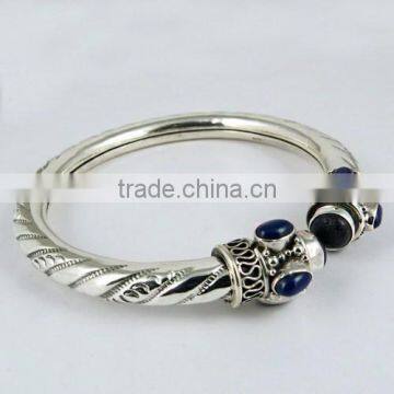 Natural Lapis Lazuli 925 Sterling Silver Bangles, Gemstone Silver Jewelry, Fine Silver Jewelry