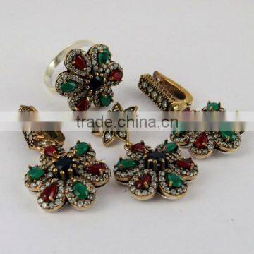 Indian New Design By Designer Today Offer !! Green Onyx, Red Onyx, Blue Onyx, White CZ 925 Silver Jewellery, Beautiful Jewelry