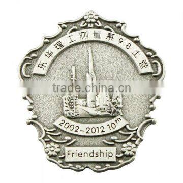 die struck antique silver school club pin badge