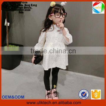 2016 New arrival fashion kids dress simple for 2-6T ruffle lace child dress wholesale elegant white spring girl dress(ulik-N008)