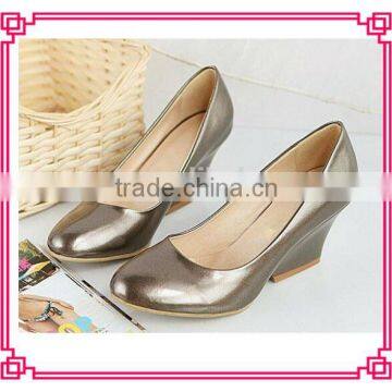 Fashion Gold PU Women Shoes Sexy Wedges Heels Dress Shoes Ladies