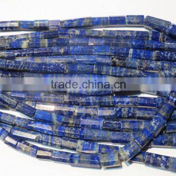 21 Inch Long Strand Natural AAA Grade Pyrite Infused Lapis Lazuli Faceted Large Tube Stone Beads photo-2