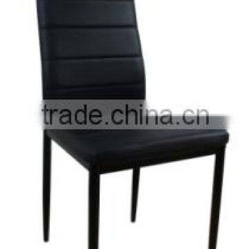 UK cheap popular steel tube frame black pu leather seat cross back dining chair for sale