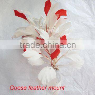 Goose feather mount for trimming on hat millinery