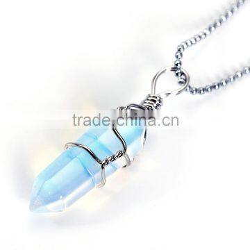 Beautiful 1pcs Opal Handmade Wirewrap Pendant Charm Necklace Wholesale