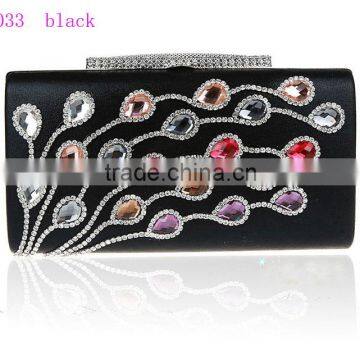 12033 black popular ladies clutch bag, fashion design wholesale women's crystal clutch bag