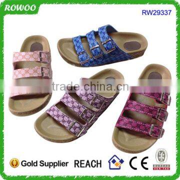 new design Glitter slide sandal with buckle woman