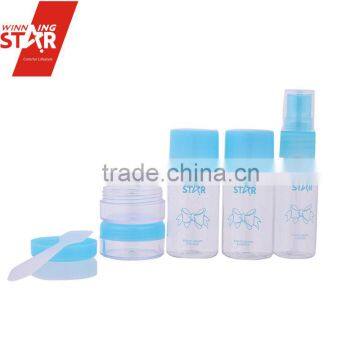 Winningstar wholesale 7pcs empty beauty plastic travel cosmetic airless pump bottle