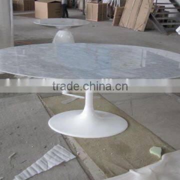 modern fiberglass base and white marble top oval tulip table