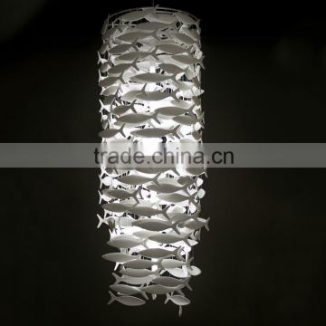 60W Ceramic Fish Chandelier Transparent Glass Fish Lights for Homes / Hotel / Cafe