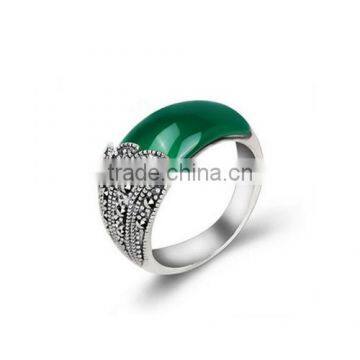 Sterling Silver Green Stone Style Ring For Women