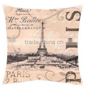 Peach Paris Printed Cushion Cover