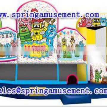 Newest and High Quality YO GABBA GABBA inflatable bouncer and slide, inflatable castle combo, inflatable bounce house SP-C6004