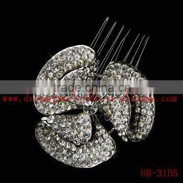 Rhinestone metal hair comb