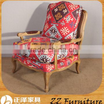 Living Room Furniture Wooden Cane Back Armchair with Footrest