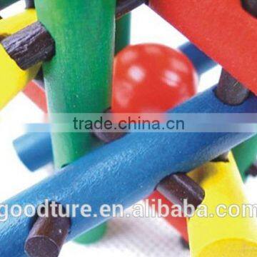 2015 Hot Sale Wooden IQ Intelligent PuzzleKongming Lock Brain Teaser Colorful Twelve Sisters