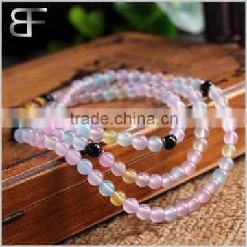 6mm 108 Tibetan Buddhist Natural Morgan and Black Agate Beads Prayer Mala Meditation Necklace Bracelet