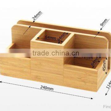 Desk Stationery Organiser - Pen Pencil Letter Rack Holder, Made of Natural Bamboo Storage Box Quality Choice photo-3
