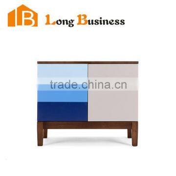 LB-AL5442 Modern sideboard in dark stain with multicolour, MDF wooden Side Table with Drawers