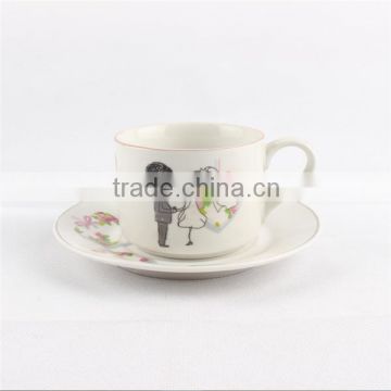 Beautiful porcelain tableware tea cup and saucer for wedding