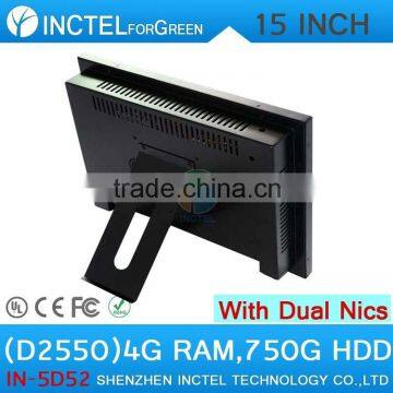 cheapest tablet pc made in china with 5 wire Gtouch 15 inch LED touch 4G RAM 750G HDD