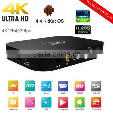 Hotsell amdroid quad core TV box 4.4 kodi 14.1 version Amlogic S802 chip hd 1080p H.265 4K&2K media player android smart TV box