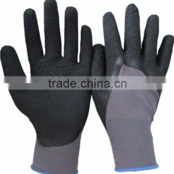 Crinkle latex 3/4 palm coated soft foam hand gloves