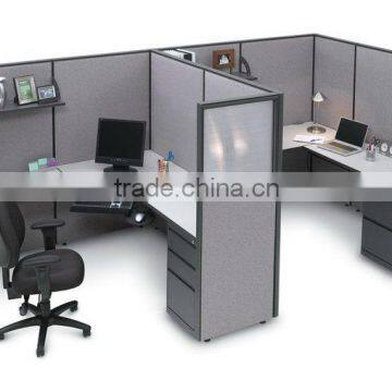 Metal Divider Partition screen cyber upper shelf glass and fabric two color wood partition