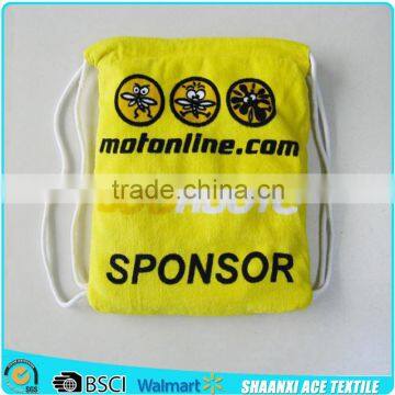 Custom design Promotional printed beach towel bag with drawstring/cotton towel beach bag