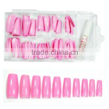 100x Color Acrylic French False Nail Half Tips Box -Pink HN022