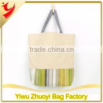 Linen and Stripe Cotton Shopping Tote Bag Reusable Bag