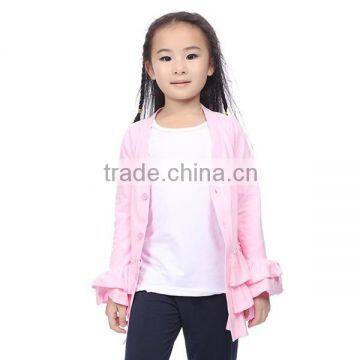 Girl Vintage Clothing Pink Ruffle Cotton Kintted Cardigan