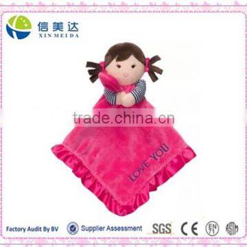 Hot sell pink baby soft plush security blanket for girls