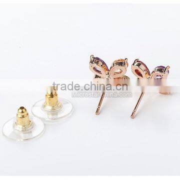 Lucky 18K Gold Four Leaf Clover Shape Diamond Stud Earring photo-4