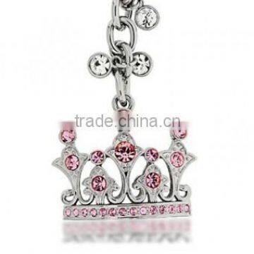 Metal Crown Keychain Princess with Pink Diamond on